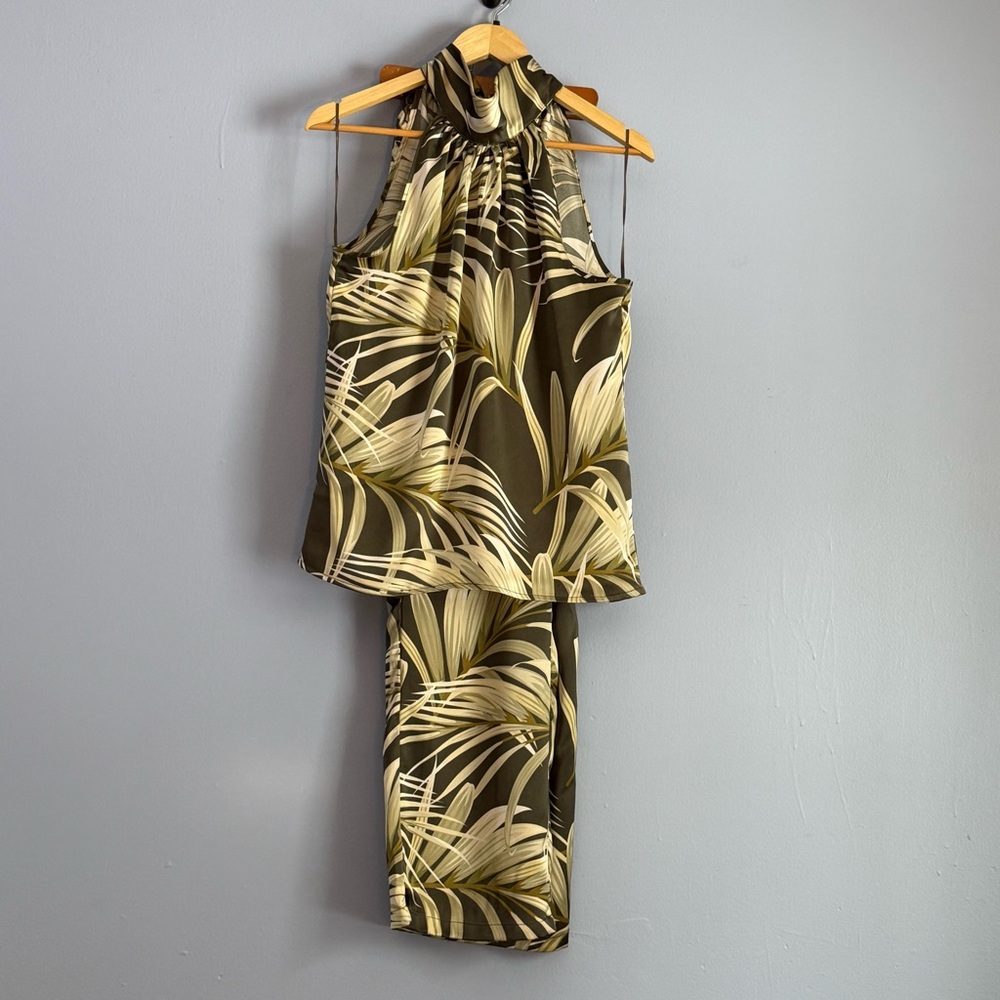 Rachel Zoe Palm Print Two Piece Set | Size L | Resort Vacation